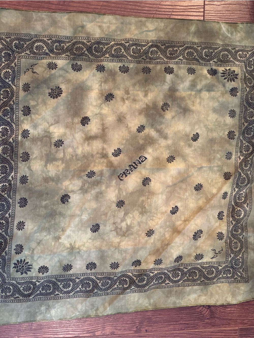 Prana green tie dye bandanna
